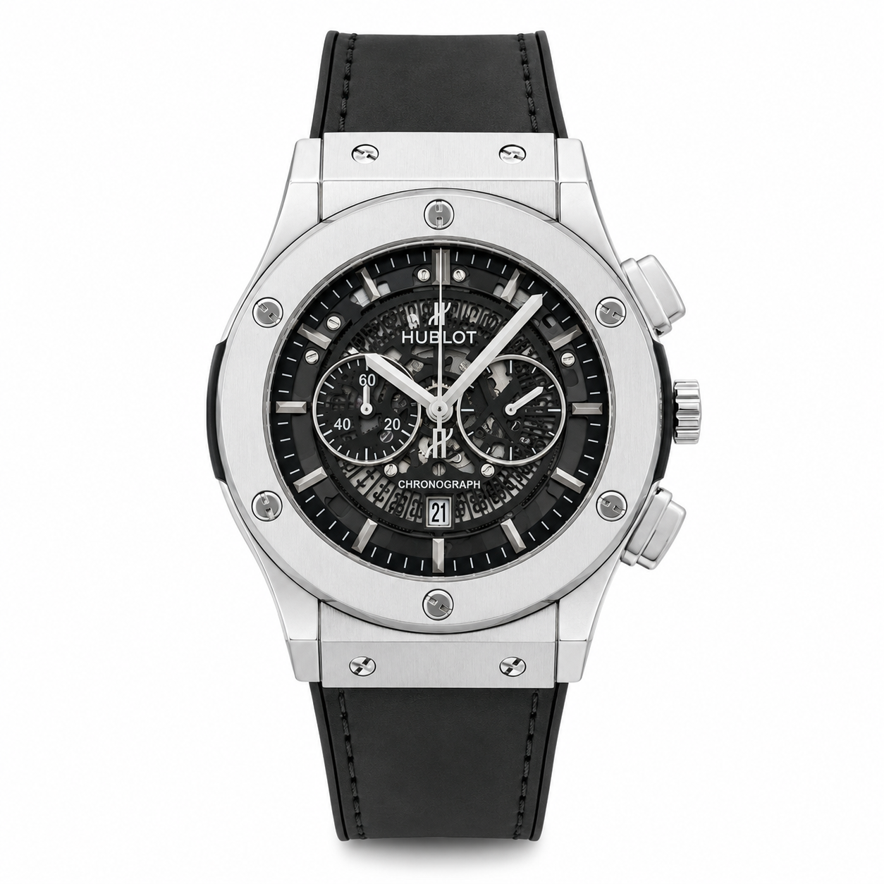 Hublot Style Skeleton Chronograph Watch