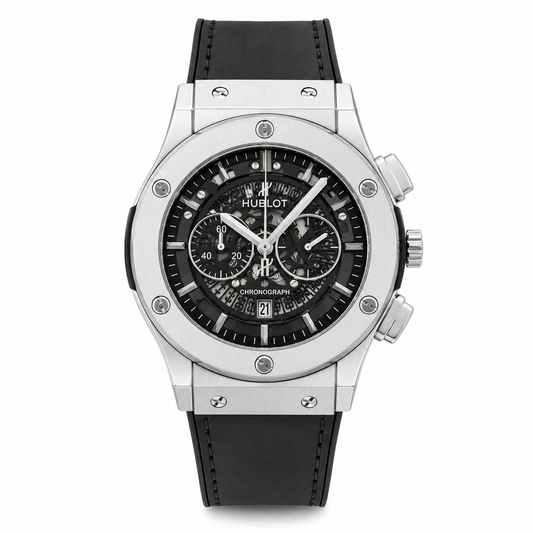 Hublot Style Skeleton Chronograph Watch