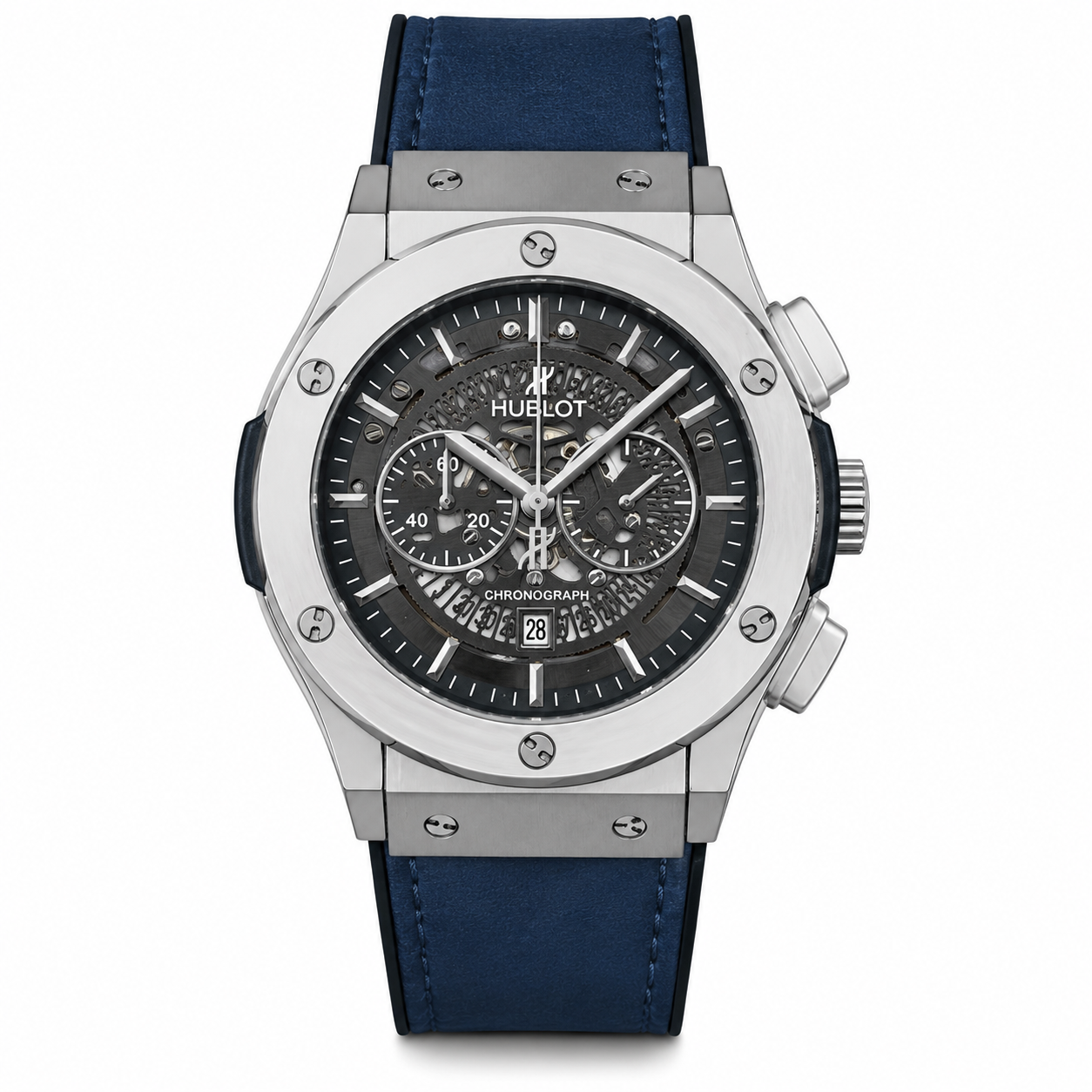 Hublot Style Skeleton Chronograph Watch