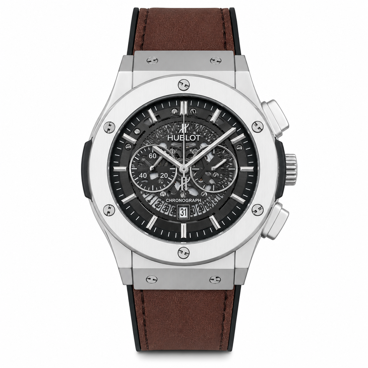 Hublot Style Skeleton Chronograph Watch