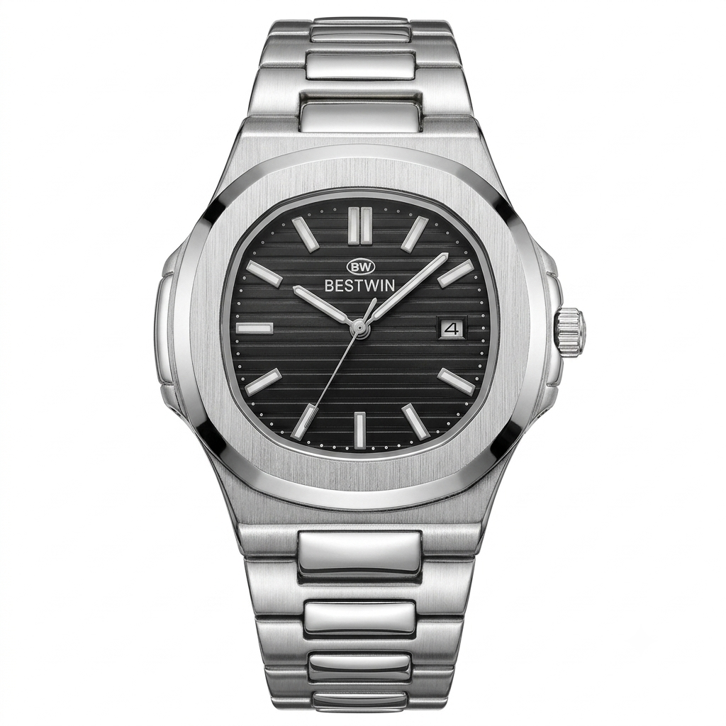 Bestwin elegance stainless steel analog watch with date display