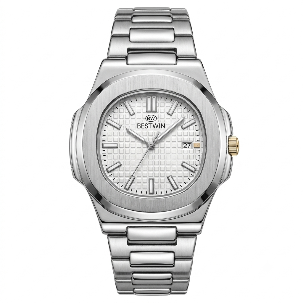 Bestwin elegance stainless steel analog watch with date display